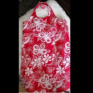 Hawaiian print halter dress RED&WHITE size Small